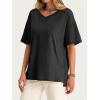 imageCicy Bell Womens Oversized T Shirts Short Sleeve Summer Casual V Neck Tunic Tops Loose Fit Side Split Basic Tee TopsBlack