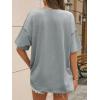 imageCicy Bell Womens Oversized T Shirts Short Sleeve Summer Casual V Neck Tunic Tops Loose Fit Side Split Basic Tee TopsGray