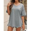 imageCicy Bell Womens Oversized T Shirts Short Sleeve Summer Casual V Neck Tunic Tops Loose Fit Side Split Basic Tee TopsGray