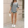 imageCicy Bell Womens Oversized T Shirts Short Sleeve Summer Casual V Neck Tunic Tops Loose Fit Side Split Basic Tee TopsGray