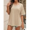 imageCicy Bell Womens Oversized T Shirts Short Sleeve Summer Casual V Neck Tunic Tops Loose Fit Side Split Basic Tee TopsKhaki