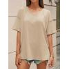 imageCicy Bell Womens Oversized T Shirts Short Sleeve Summer Casual V Neck Tunic Tops Loose Fit Side Split Basic Tee TopsKhaki