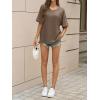 imageCicy Bell Womens Oversized T Shirts Short Sleeve Summer Casual V Neck Tunic Tops Loose Fit Side Split Basic Tee TopsLight Brown