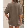imageCicy Bell Womens Oversized T Shirts Short Sleeve Summer Casual V Neck Tunic Tops Loose Fit Side Split Basic Tee TopsLight Brown