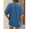 imageCicy Bell Womens Oversized T Shirts Short Sleeve Summer Casual V Neck Tunic Tops Loose Fit Side Split Basic Tee TopsNavy