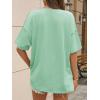 imageCicy Bell Womens Oversized T Shirts Short Sleeve Summer Casual V Neck Tunic Tops Loose Fit Side Split Basic Tee TopsPea Green