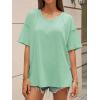 imageCicy Bell Womens Oversized T Shirts Short Sleeve Summer Casual V Neck Tunic Tops Loose Fit Side Split Basic Tee TopsPea Green