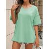 imageCicy Bell Womens Oversized T Shirts Short Sleeve Summer Casual V Neck Tunic Tops Loose Fit Side Split Basic Tee TopsPea Green