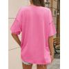 imageCicy Bell Womens Oversized T Shirts Short Sleeve Summer Casual V Neck Tunic Tops Loose Fit Side Split Basic Tee TopsPink