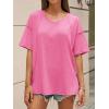 imageCicy Bell Womens Oversized T Shirts Short Sleeve Summer Casual V Neck Tunic Tops Loose Fit Side Split Basic Tee TopsPink