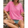 imageCicy Bell Womens Oversized T Shirts Short Sleeve Summer Casual V Neck Tunic Tops Loose Fit Side Split Basic Tee TopsPink