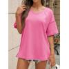 imageCicy Bell Womens Oversized T Shirts Short Sleeve Summer Casual V Neck Tunic Tops Loose Fit Side Split Basic Tee TopsPink