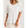 imageCicy Bell Womens Oversized T Shirts Short Sleeve Summer Casual V Neck Tunic Tops Loose Fit Side Split Basic Tee TopsWhite