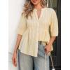 imageCicy Bell Womens Peplum Button Down Shirts Summer V Neck Half Sleeve Blouses Dressy Casual Flowy Babydoll TopsBeige