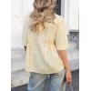 imageCicy Bell Womens Peplum Button Down Shirts Summer V Neck Half Sleeve Blouses Dressy Casual Flowy Babydoll TopsBeige