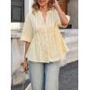 imageCicy Bell Womens Peplum Button Down Shirts Summer V Neck Half Sleeve Blouses Dressy Casual Flowy Babydoll TopsBeige