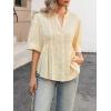 imageCicy Bell Womens Peplum Button Down Shirts Summer V Neck Half Sleeve Blouses Dressy Casual Flowy Babydoll TopsBeige