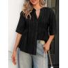 imageCicy Bell Womens Peplum Button Down Shirts Summer V Neck Half Sleeve Blouses Dressy Casual Flowy Babydoll TopsBlack