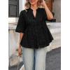 imageCicy Bell Womens Peplum Button Down Shirts Summer V Neck Half Sleeve Blouses Dressy Casual Flowy Babydoll TopsBlack