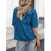 imageCicy Bell Womens Peplum Button Down Shirts Summer V Neck Half Sleeve Blouses Dressy Casual Flowy Babydoll TopsLake Blue