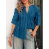 imageCicy Bell Womens Peplum Button Down Shirts Summer V Neck Half Sleeve Blouses Dressy Casual Flowy Babydoll TopsLake Blue