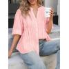 imageCicy Bell Womens Peplum Button Down Shirts Summer V Neck Half Sleeve Blouses Dressy Casual Flowy Babydoll TopsPink