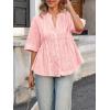 imageCicy Bell Womens Peplum Button Down Shirts Summer V Neck Half Sleeve Blouses Dressy Casual Flowy Babydoll TopsPink