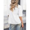 imageCicy Bell Womens Peplum Button Down Shirts Summer V Neck Half Sleeve Blouses Dressy Casual Flowy Babydoll TopsWhite