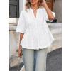 imageCicy Bell Womens Peplum Button Down Shirts Summer V Neck Half Sleeve Blouses Dressy Casual Flowy Babydoll TopsWhite