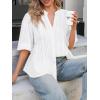 imageCicy Bell Womens Peplum Button Down Shirts Summer V Neck Half Sleeve Blouses Dressy Casual Flowy Babydoll TopsWhite