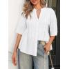 imageCicy Bell Womens Peplum Button Down Shirts Summer V Neck Half Sleeve Blouses Dressy Casual Flowy Babydoll TopsWhite