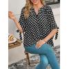 imageCicy Bell Womens Polka Dot Blouse V Neck Bow Tie Cuff Half Sleeve Tunic Loose Fit Summer Casual Button Down Pleated TopsBlack