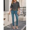 imageCicy Bell Womens Polka Dot Blouse V Neck Bow Tie Cuff Half Sleeve Tunic Loose Fit Summer Casual Button Down Pleated TopsBlack
