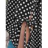 imageCicy Bell Womens Polka Dot Blouse V Neck Bow Tie Cuff Half Sleeve Tunic Loose Fit Summer Casual Button Down Pleated TopsBlack
