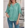 imageCicy Bell Womens Polka Dot Blouse V Neck Bow Tie Cuff Half Sleeve Tunic Loose Fit Summer Casual Button Down Pleated TopsGreen