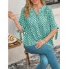 imageCicy Bell Womens Polka Dot Blouse V Neck Bow Tie Cuff Half Sleeve Tunic Loose Fit Summer Casual Button Down Pleated TopsGreen