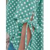 imageCicy Bell Womens Polka Dot Blouse V Neck Bow Tie Cuff Half Sleeve Tunic Loose Fit Summer Casual Button Down Pleated TopsGreen