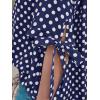 imageCicy Bell Womens Polka Dot Blouse V Neck Bow Tie Cuff Half Sleeve Tunic Loose Fit Summer Casual Button Down Pleated TopsNavy