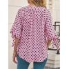 imageCicy Bell Womens Polka Dot Blouse V Neck Bow Tie Cuff Half Sleeve Tunic Loose Fit Summer Casual Button Down Pleated TopsPink