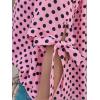 imageCicy Bell Womens Polka Dot Blouse V Neck Bow Tie Cuff Half Sleeve Tunic Loose Fit Summer Casual Button Down Pleated TopsPink