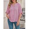 imageCicy Bell Womens Polka Dot Blouse V Neck Bow Tie Cuff Half Sleeve Tunic Loose Fit Summer Casual Button Down Pleated TopsPink