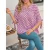 imageCicy Bell Womens Polka Dot Blouse V Neck Bow Tie Cuff Half Sleeve Tunic Loose Fit Summer Casual Button Down Pleated TopsPink