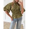 imageCicy Bell Womens Polka Dots Peplum Tops Summer Puff Short Sleeve Round Neck Blouses Trendy Casual ShirtsArmy Green
