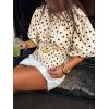 imageCicy Bell Womens Polka Dots Peplum Tops Summer Puff Short Sleeve Round Neck Blouses Trendy Casual ShirtsBeige