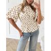 imageCicy Bell Womens Polka Dots Peplum Tops Summer Puff Short Sleeve Round Neck Blouses Trendy Casual ShirtsBeige