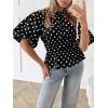 imageCicy Bell Womens Polka Dots Peplum Tops Summer Puff Short Sleeve Round Neck Blouses Trendy Casual ShirtsBlack
