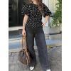 imageCicy Bell Womens Polka Dots Peplum Tops Summer Puff Short Sleeve Round Neck Blouses Trendy Casual ShirtsBlack