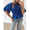 imageCicy Bell Womens Polka Dots Peplum Tops Summer Puff Short Sleeve Round Neck Blouses Trendy Casual ShirtsBlue