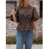 imageCicy Bell Womens Polka Dots Peplum Tops Summer Puff Short Sleeve Round Neck Blouses Trendy Casual ShirtsBrown