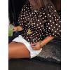 imageCicy Bell Womens Polka Dots Peplum Tops Summer Puff Short Sleeve Round Neck Blouses Trendy Casual ShirtsBrown